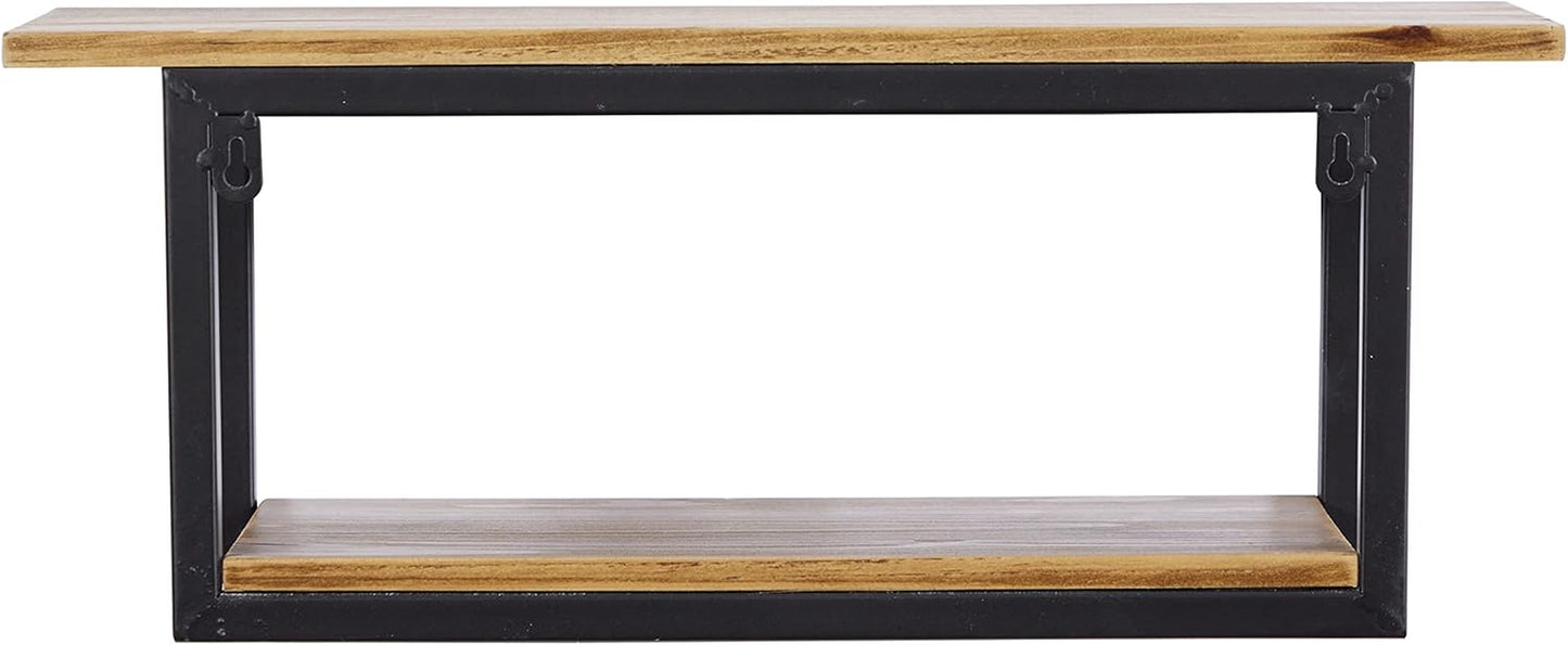 Metal 4 Shelves Wall Shelf, Set of 2 20", 28"W, Brown