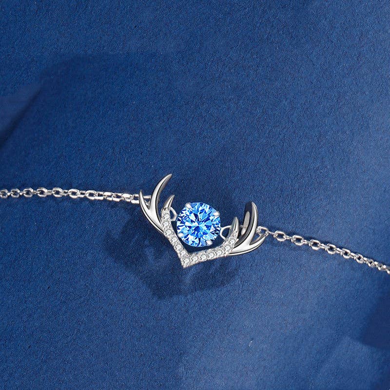 Perimade & Co. LLC - Deer Antler Dancing Stone Necklace in 925 Sterling Silver