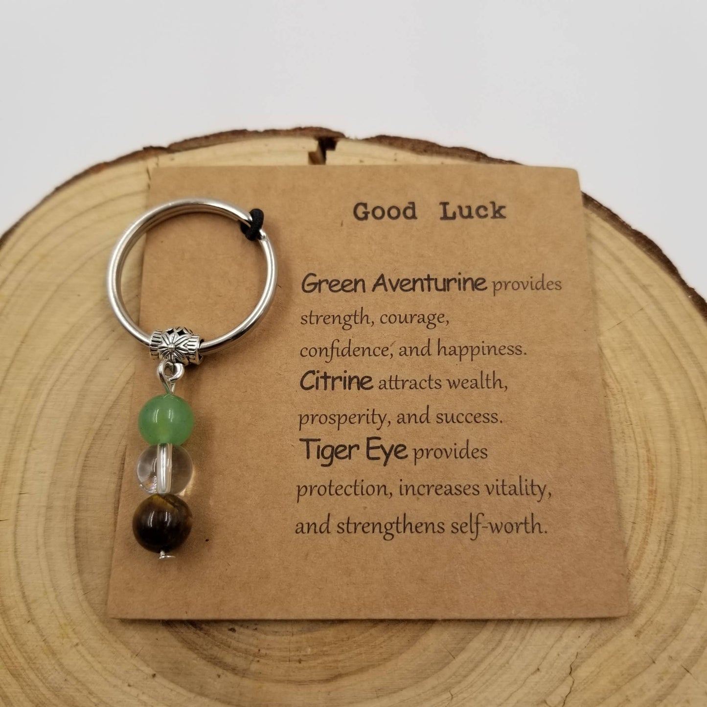 CHAKRA JEWELRY - Natural Stone Bead Lucky Chakra Keychain With Card