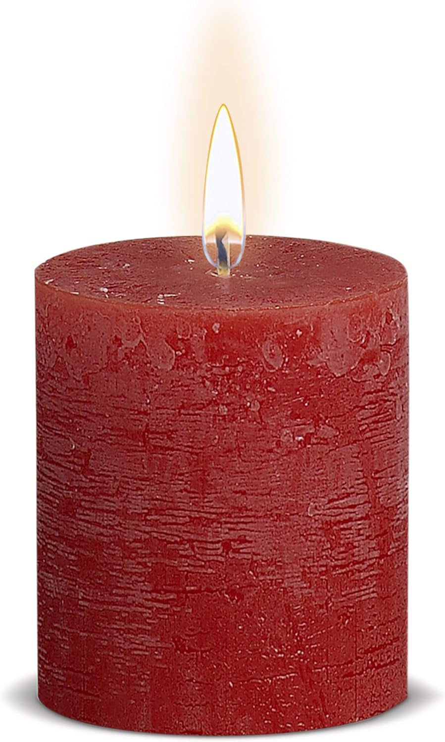 Rustic Red Unscented Pillar Candles - 2.75" X 3.25" Decoration Candles Set of 3 - Clean Burning Dripless Dinner Candles for Wedding & Home Decor Party Restaurant Spa- Aprox (80X68M)