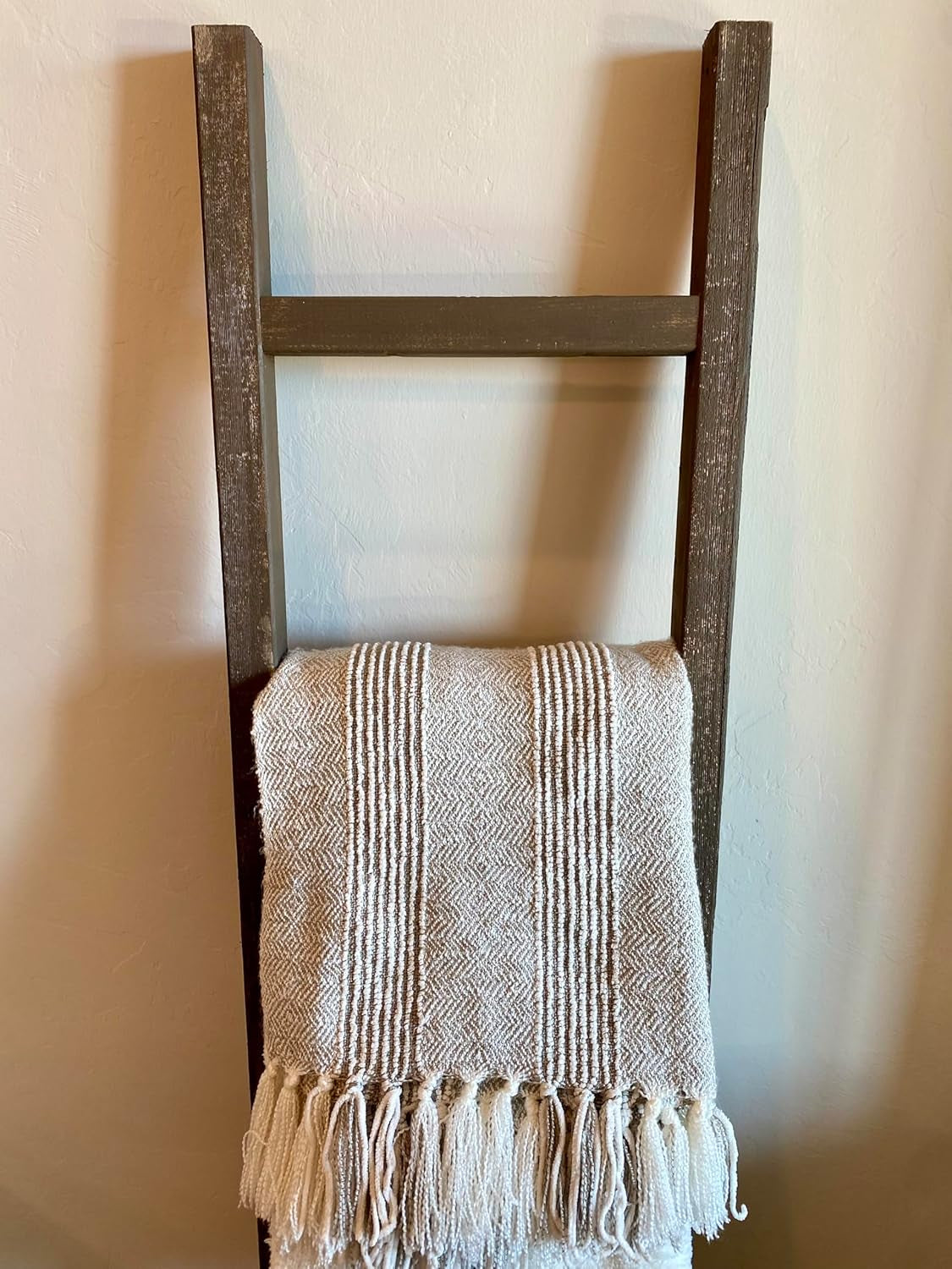 Rustic Farmhouse Decorative Ladder - Our 6 Ft Ladder Can Be Mounted Horizontally or Vertically and Is Crafted from Upcycled Wood | No Assembly Required | Brown