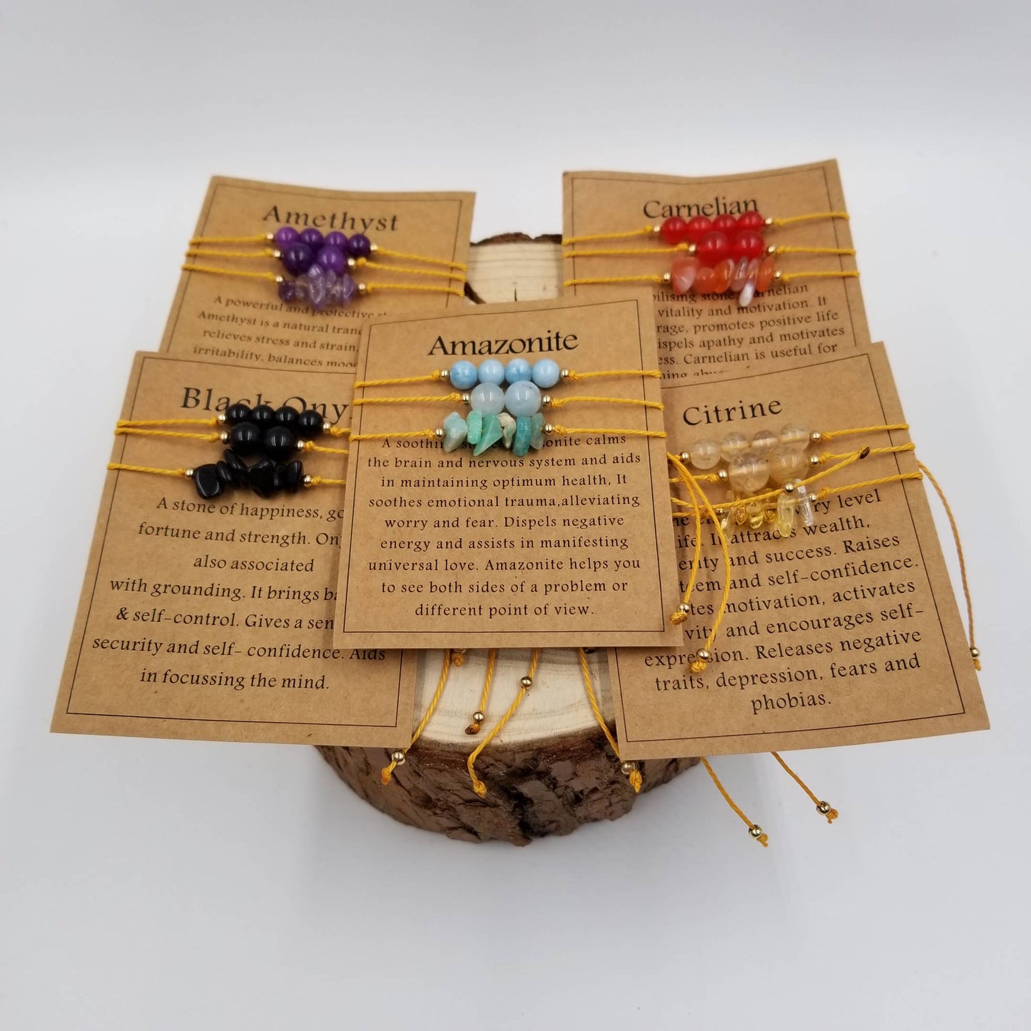 CHAKRA JEWELRY - Handmade Natural Crushed Stones Bracelet Set With Card