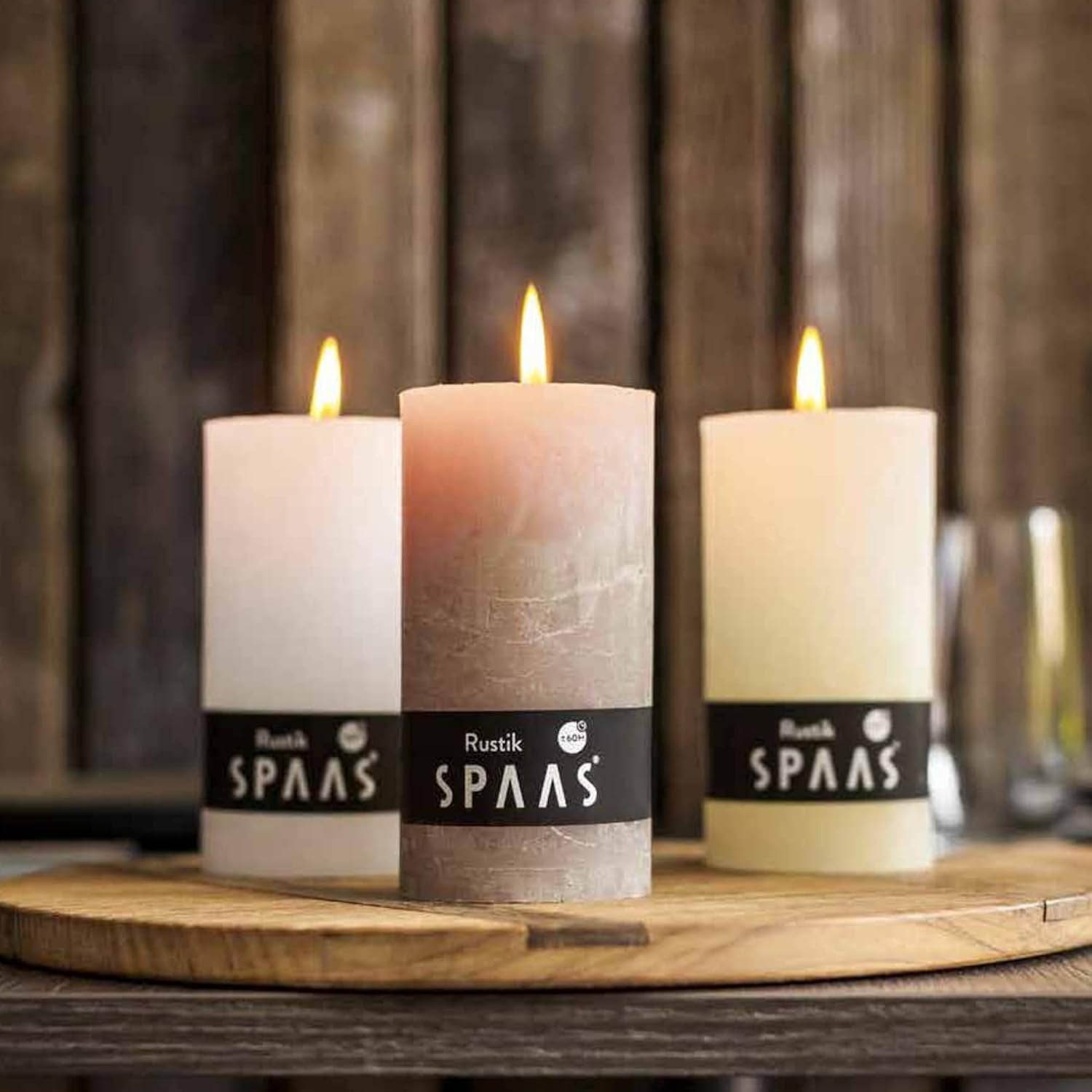 SPAAS Rustic Ivory Pillar Candles - 2.7" X 3" Decorative Candles Set of 4 - Clean Burning and Dripless Unscented Rustic Pillar Candles for Home Decorations, Wedding Decor, Party, Spa Restaurant