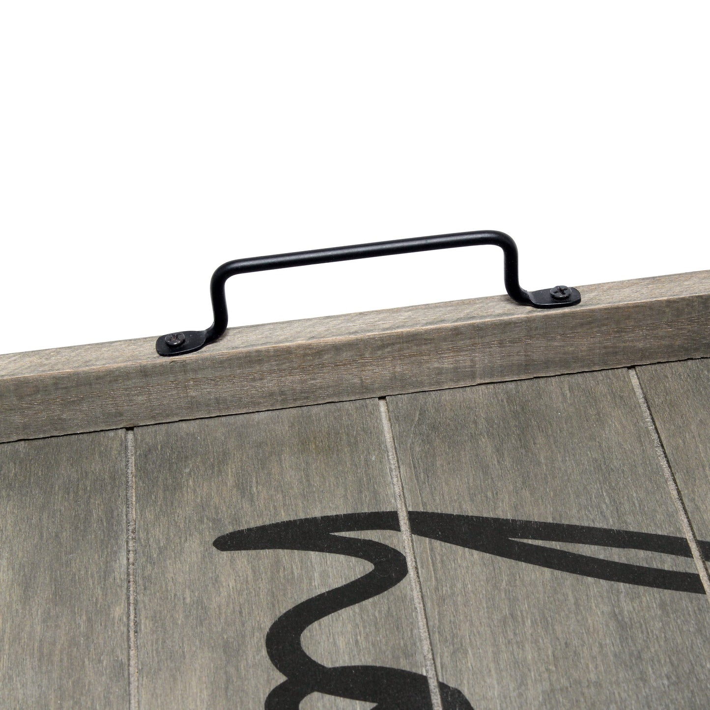 15.5" X 12" Decorative Wood Serving Tray, "Home", Rustic Gray