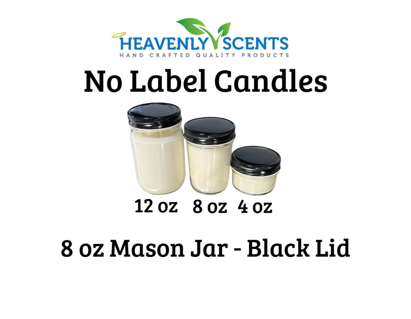 Heavenly Scents - 8oz Mason Jar Soy Candles - Black Lid - 6 Pack No Label