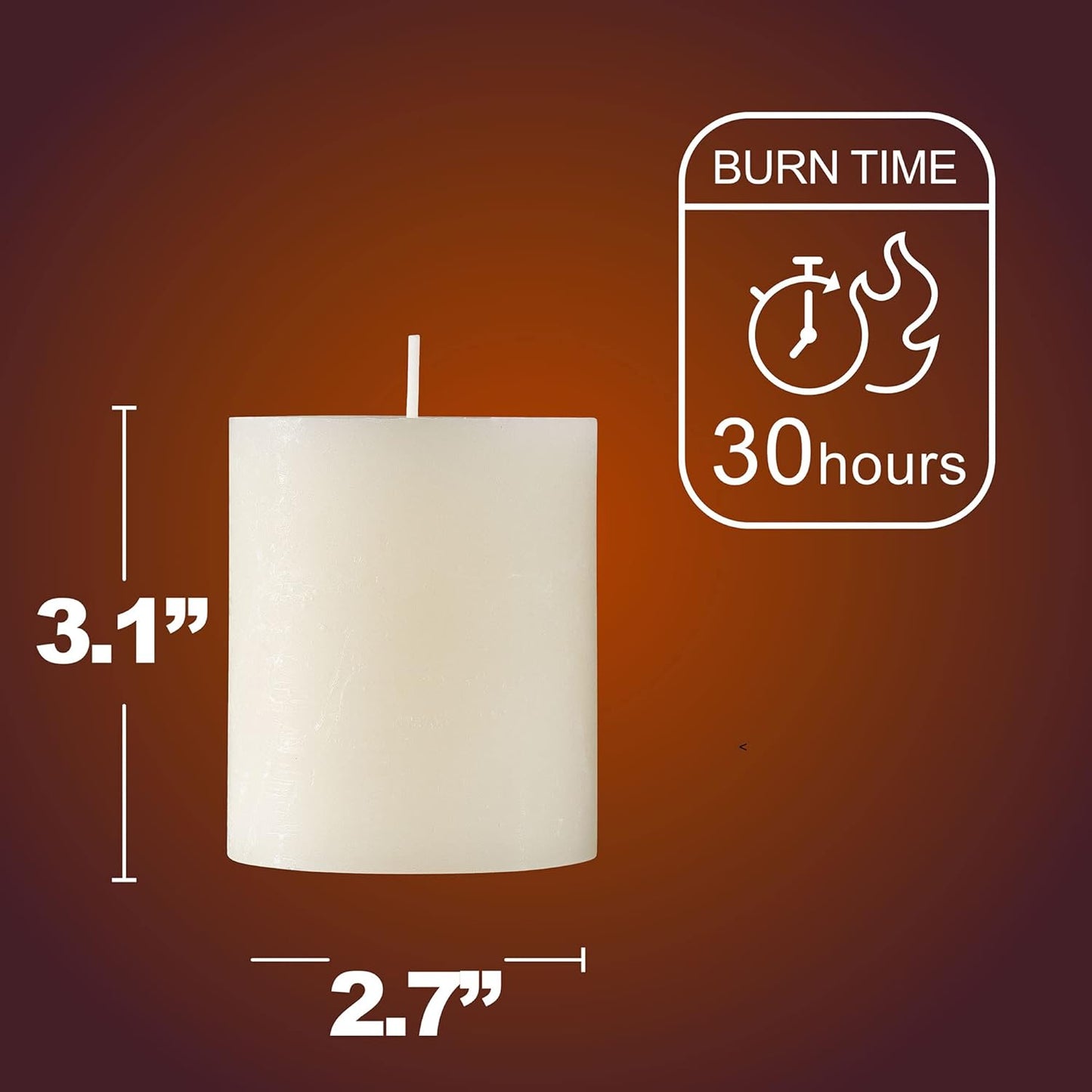 SPAAS Rustic Ivory Pillar Candles - 2.7" X 3" Decorative Candles Set of 4 - Clean Burning and Dripless Unscented Rustic Pillar Candles for Home Decorations, Wedding Decor, Party, Spa Restaurant