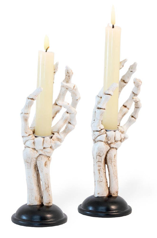 Boston International - 8" Tall Skeleton Hand Tapers Set of 2 Halloween Décor