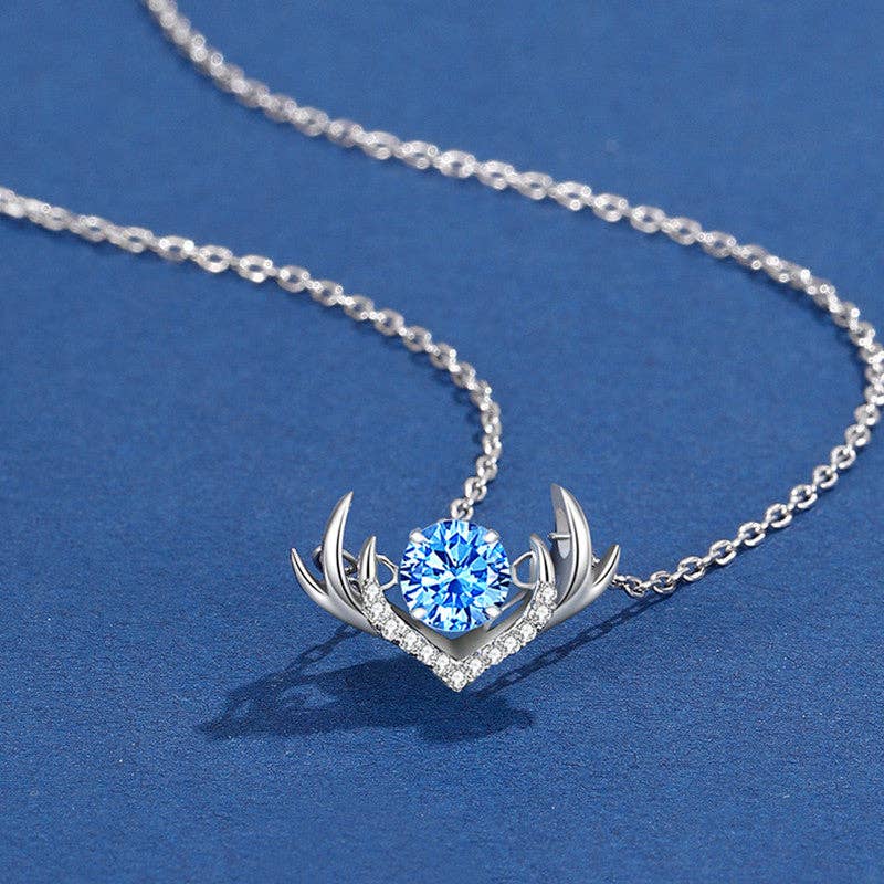 Perimade & Co. LLC - Deer Antler Dancing Stone Necklace in 925 Sterling Silver