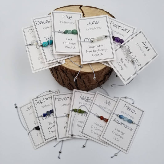 CHAKRA JEWELRY - Handmade Birthday Stone Natural Stone Bracelet with Card