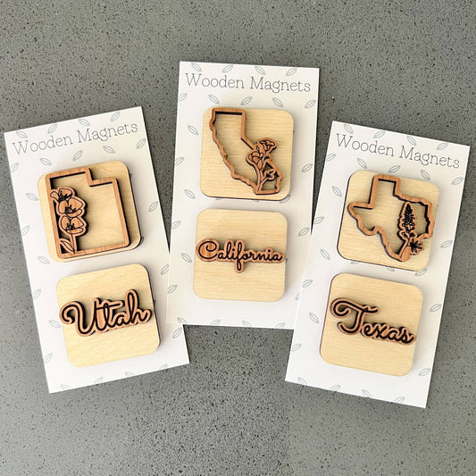 Birch House Games & Gifts - State Magnets - Wooden State Gifts