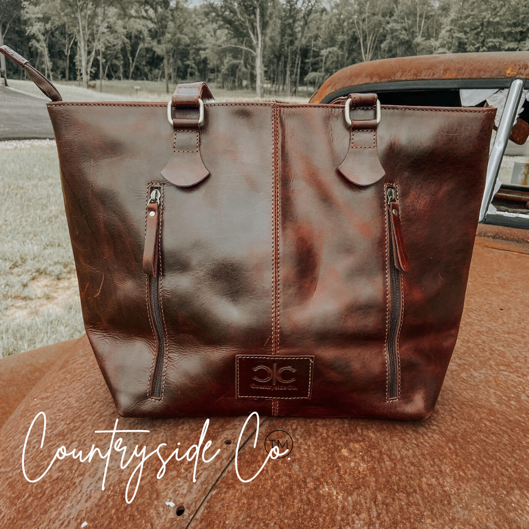 Texas Western Cowhide Bags and More - Jane All Leather Tote, laptop bag, Purse