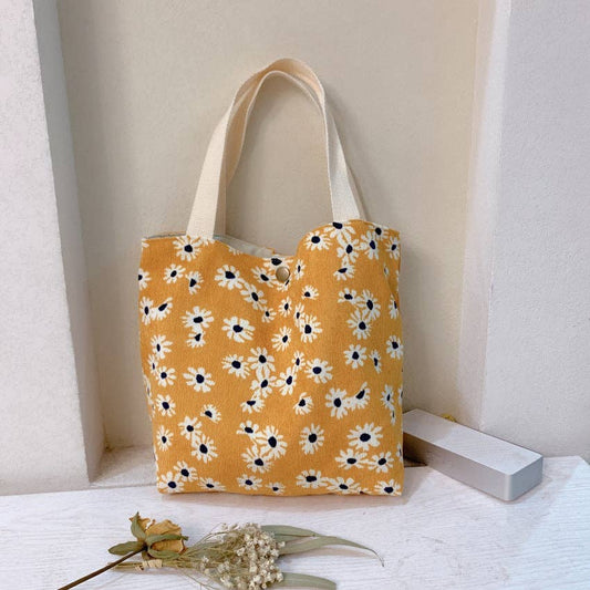 Funkyrel® Atzbranding Limited - Vintage Artistic Floral Corduroy Small Tote
