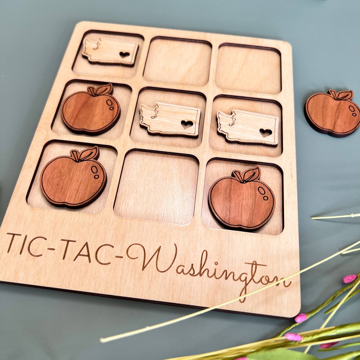 Birch House Games & Gifts - Washington State Gift - Tic-Tac-Toe WA Game - Customizable