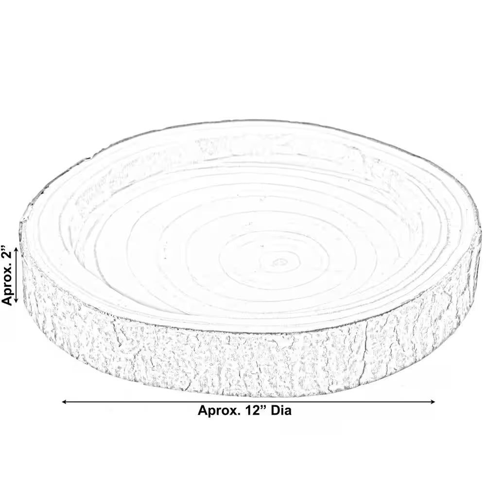 12 Dia In. Beige/ Cream Wood Tree Bark Indented Display Tray Serving Plate Platter Charger