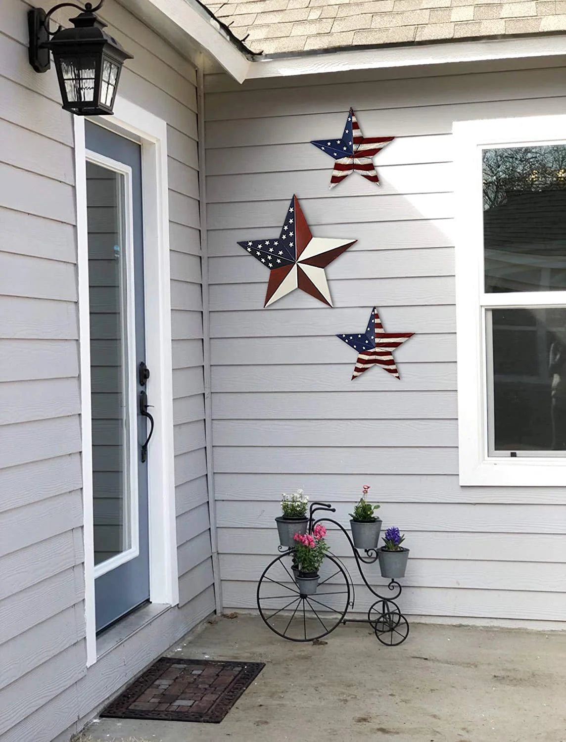 Patriotic Metal Barn Star Wall Decor, 21Inch Hanging Country Rustic Metal Star for July 4Th Decoration (Large Barn Star A)