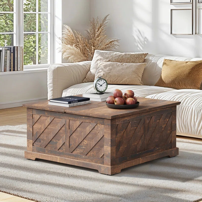 Nilla 35.5“ Wood Storage Lift Top Coffee Table, Square Storage Dining Table for Living Room