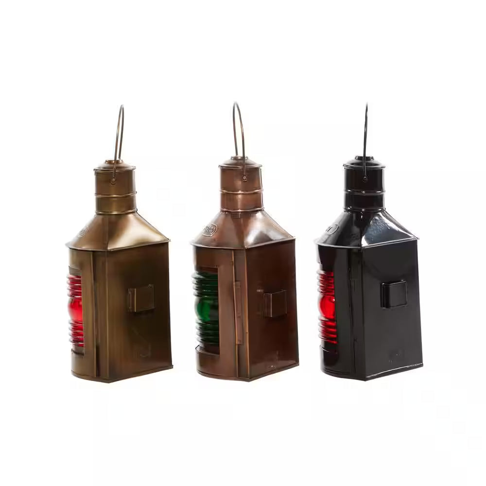 Multi Colored Metal Rustic Candle Lantern (Set of 3)