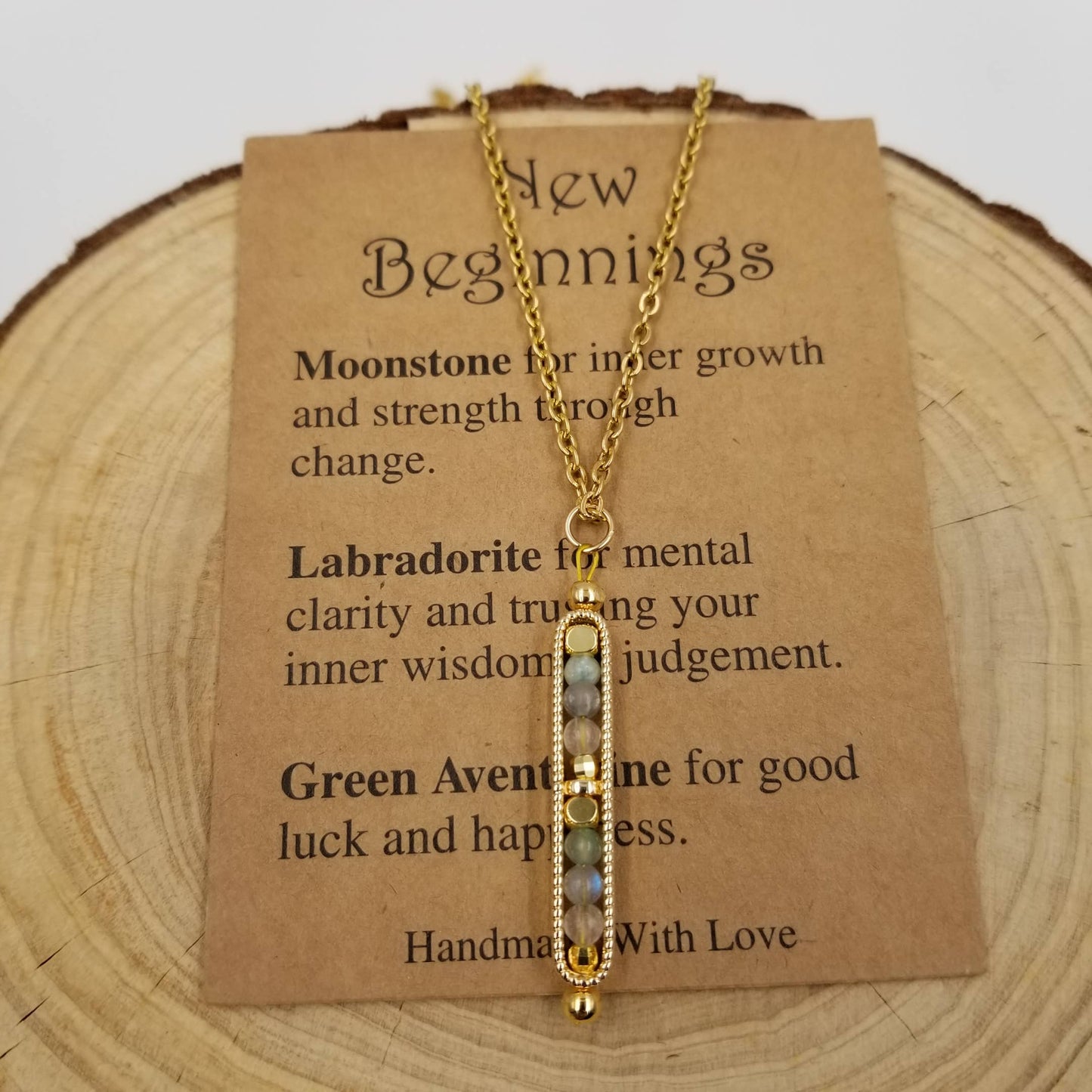 CHAKRA JEWELRY - Natural Stone Wishing Bead Gift Necklace with Card