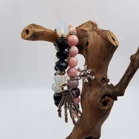 CHAKRA JEWELRY - Halloween Themed Skull Natural Stone Bracelet