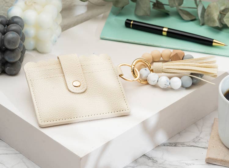 American Leather Goods - Leather Keychain Wallet With Wristlet Bangle Bracelet