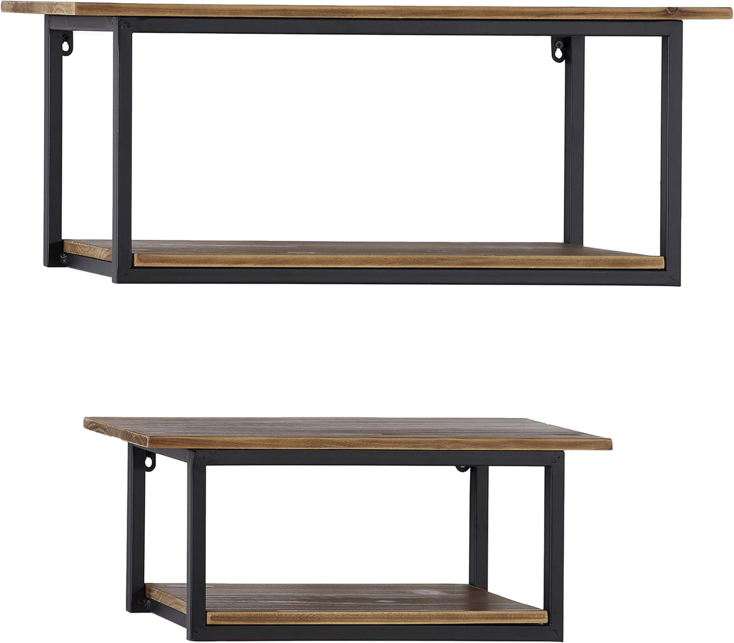 Metal 4 Shelves Wall Shelf, Set of 2 20", 28"W, Brown