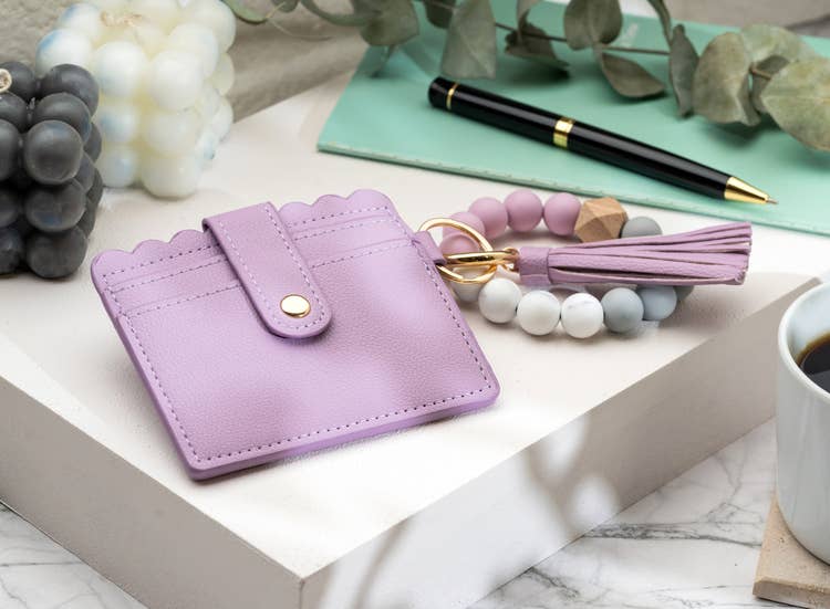 American Leather Goods - Leather Keychain Wallet With Wristlet Bangle Bracelet