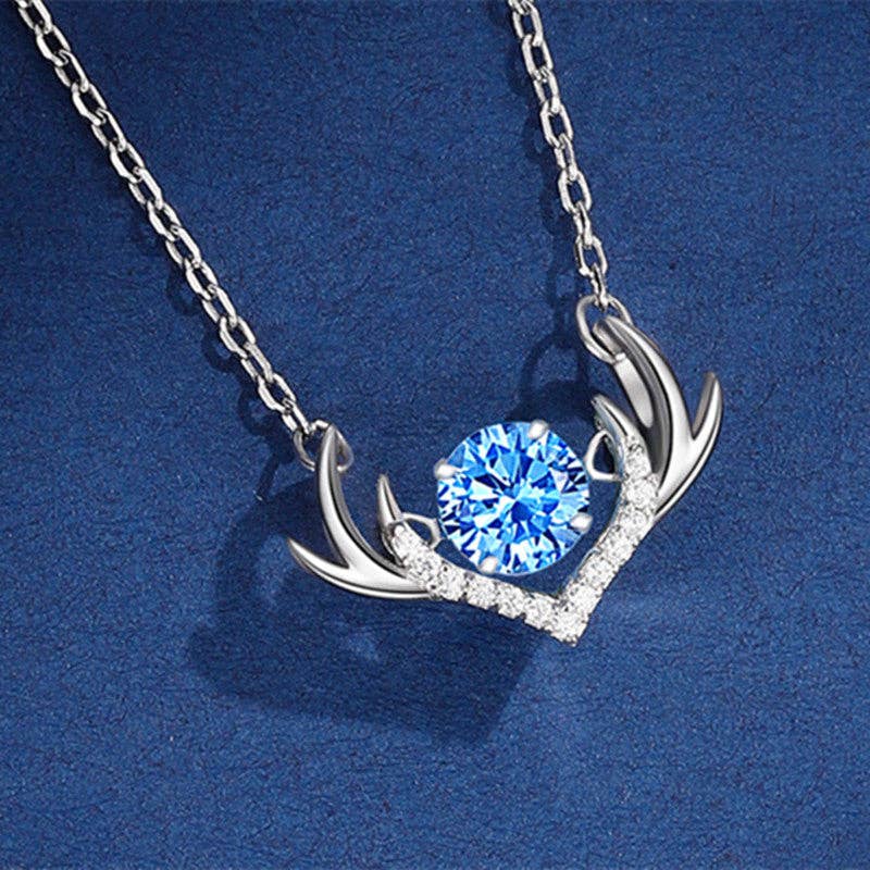 Perimade & Co. LLC - Deer Antler Dancing Stone Necklace in 925 Sterling Silver