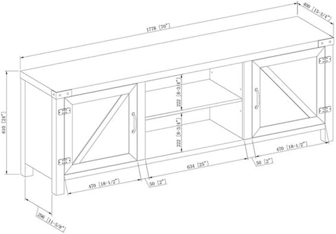70" Farmhouse Barn Door Rustic Wood TV Stand Console with Storage in Rustic Oak