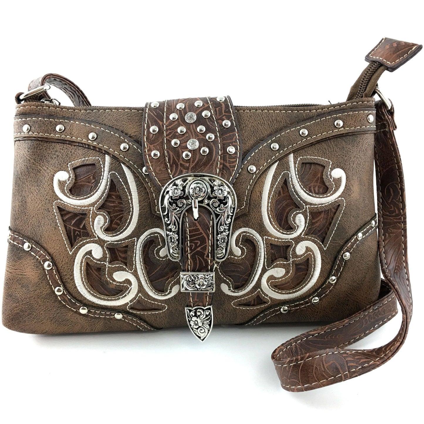 Lunar Deer - Western Floral Buckle Crossbody Pouch Bag