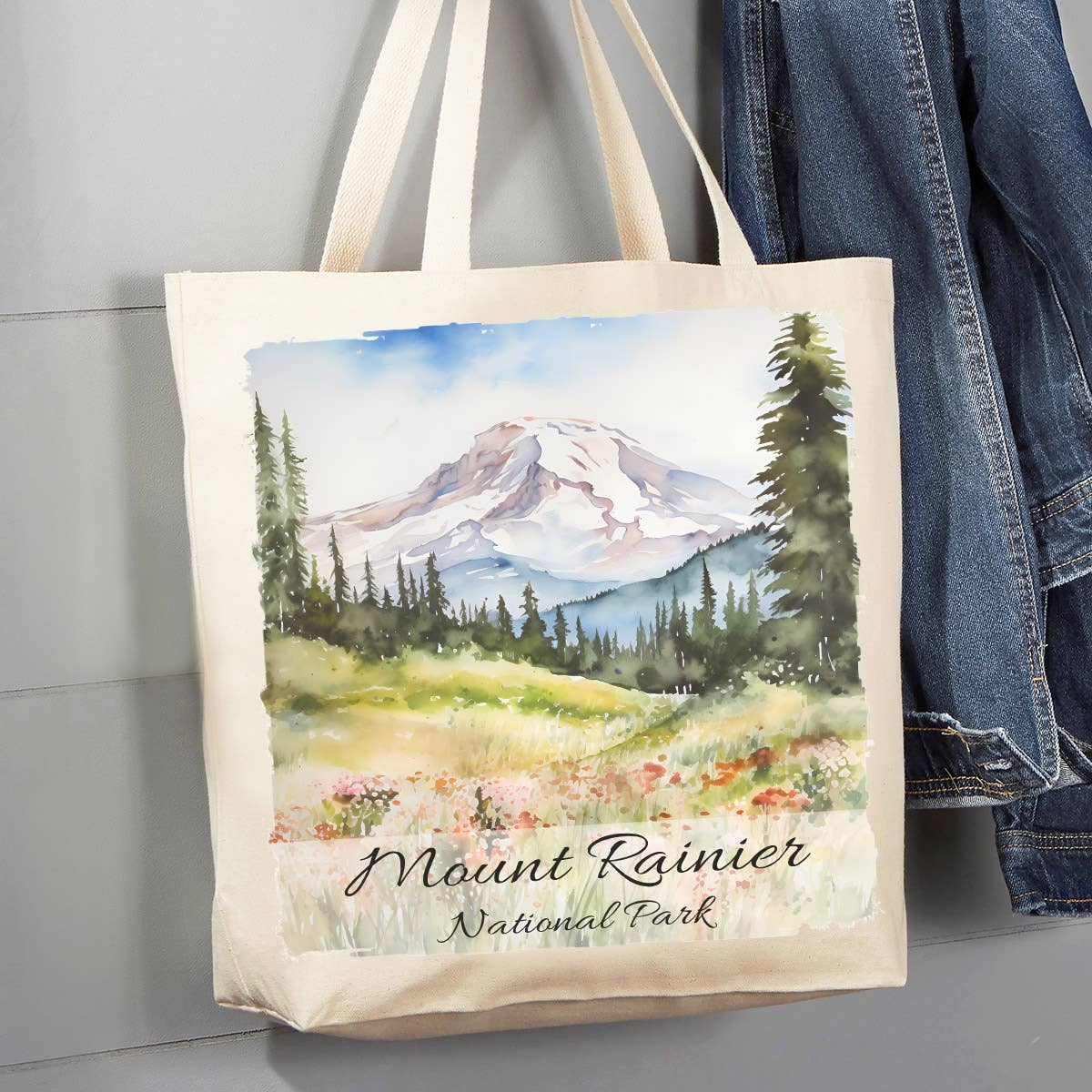 Avery Lane Gifts - Mount Rainier National Park Washington 12 oz Canvas Tote Bag