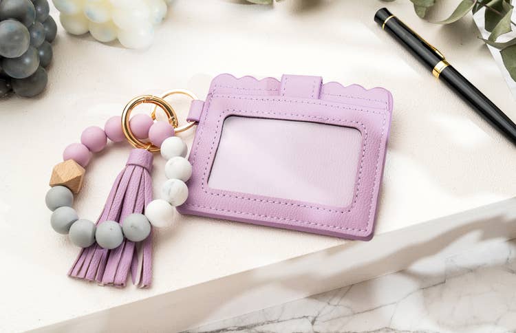 American Leather Goods - Leather Keychain Wallet With Wristlet Bangle Bracelet