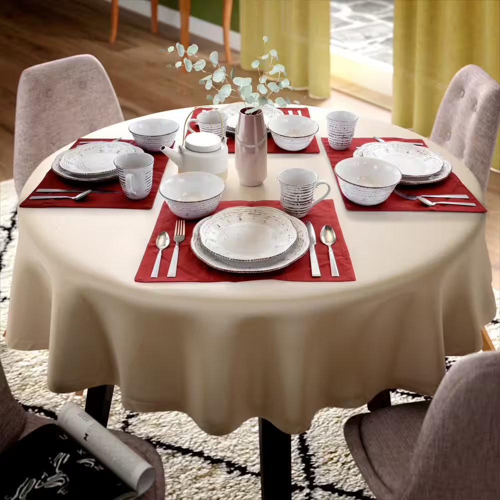 Rustic Birch 16-Piece Casual White Stoneware Dinnerware Set (Service for 4)