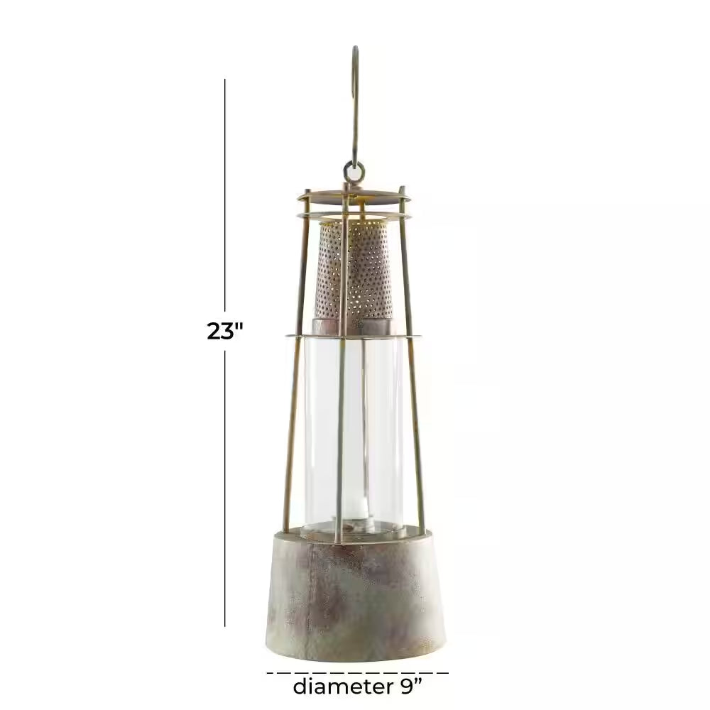 Brown Iron Rustic Lantern Candle Holder