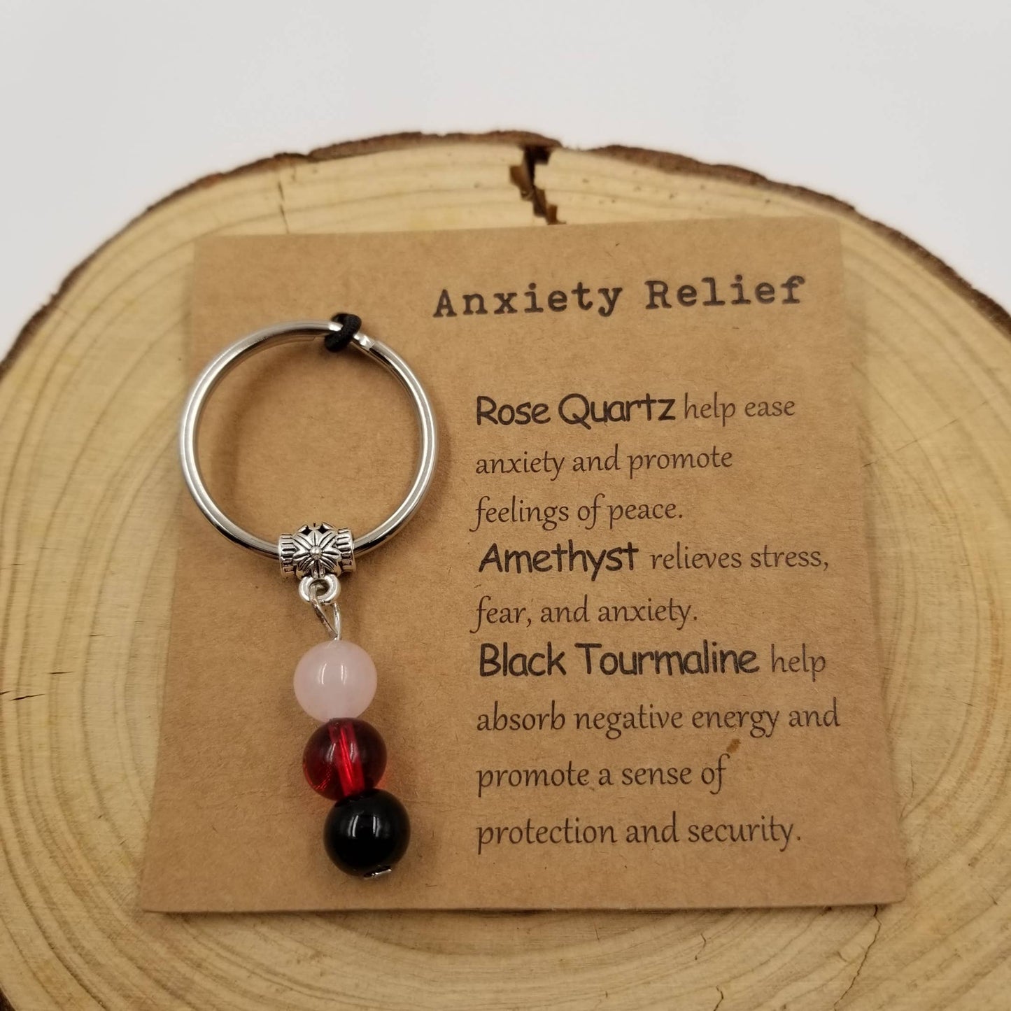 CHAKRA JEWELRY - Natural Stone Bead Lucky Chakra Keychain With Card