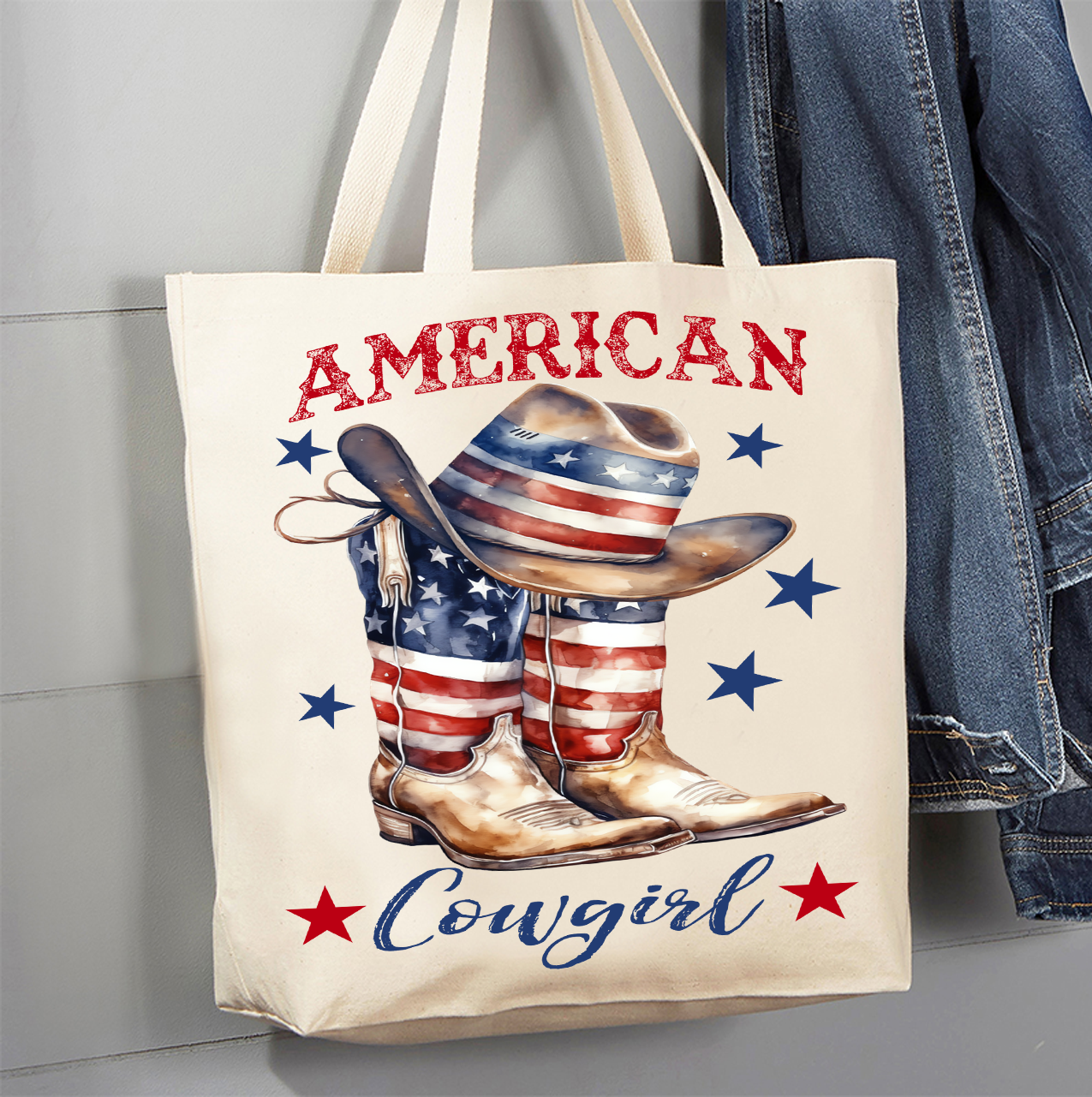 Avery Lane Gifts - Western American Cowgirl Boots Canvas Tote Bag