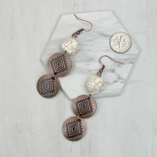 Western Elite Jewelry - ER231217-91 Copper metal with blue turquoise stone Earrings