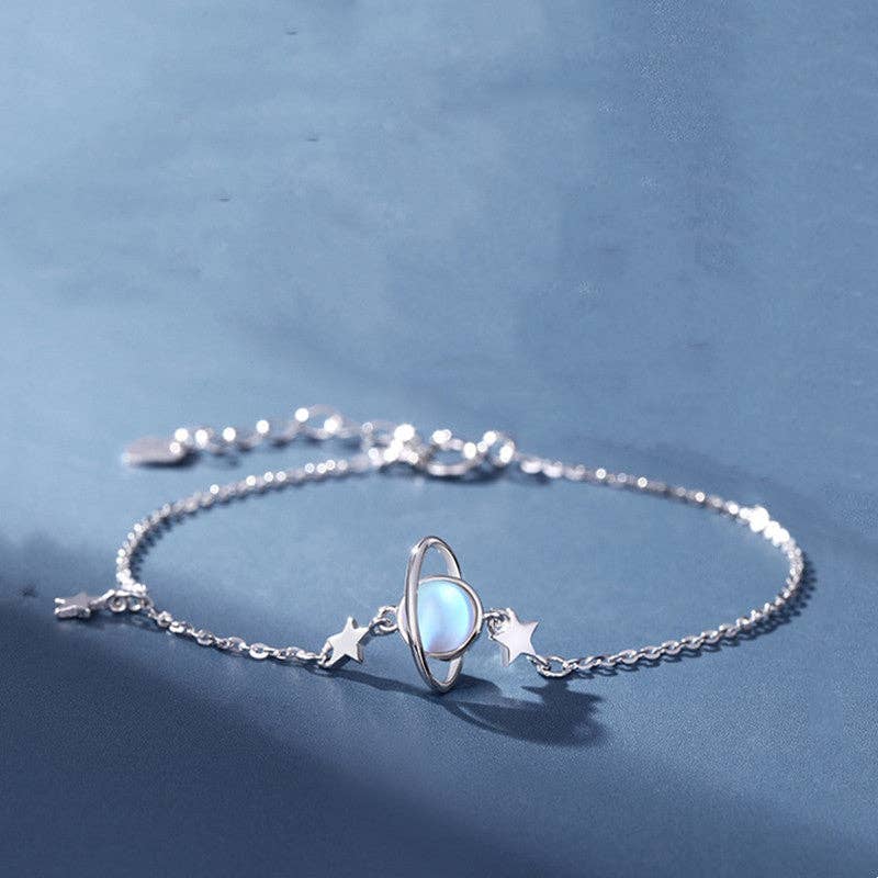 Perimade & Co. LLC - Planet Moon Star Moonstone Charm Bracelet in Solid Copper