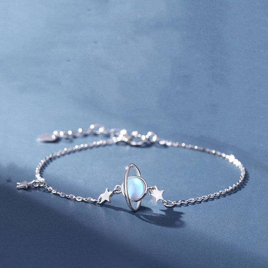 Perimade & Co. LLC - Planet Moon Star Moonstone Charm Bracelet in Solid Copper