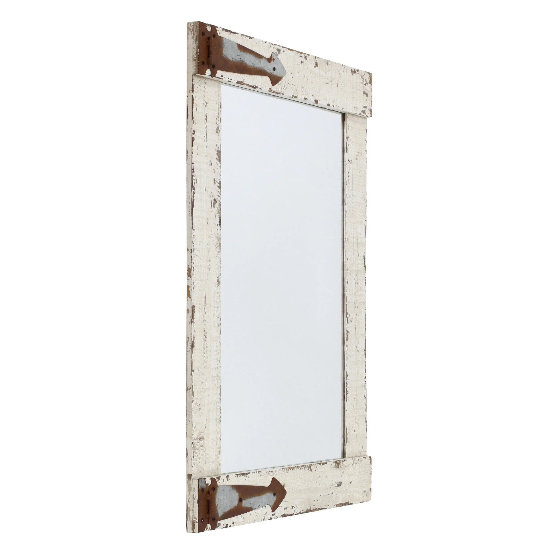 Serenad Farmhouse Wall Mirror White 30" X 22" by Aspire