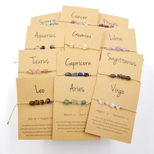 CHAKRA JEWELRY - Natural Stone Handwoven Constellation Bracelet with Card