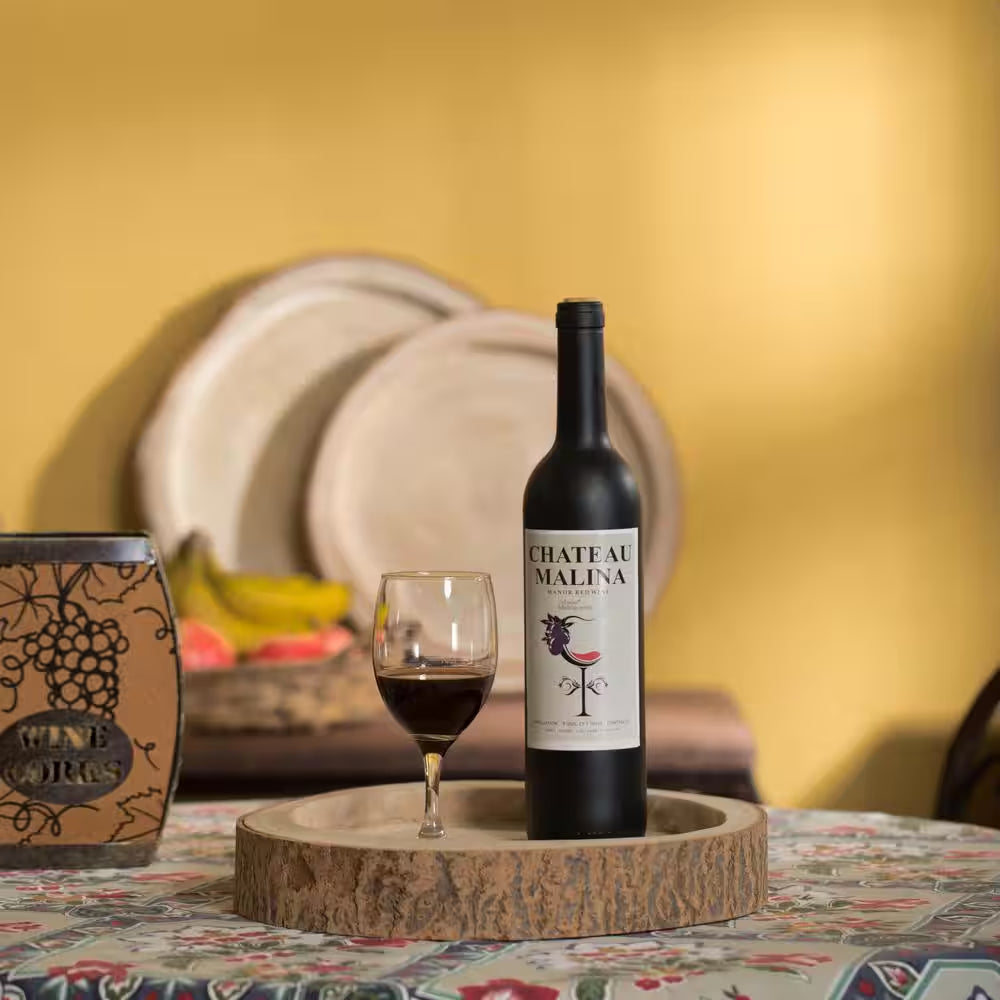 12 Dia In. Beige/ Cream Wood Tree Bark Indented Display Tray Serving Plate Platter Charger