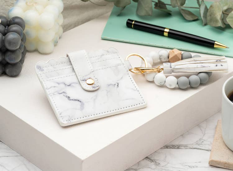 American Leather Goods - Leather Keychain Wallet With Wristlet Bangle Bracelet