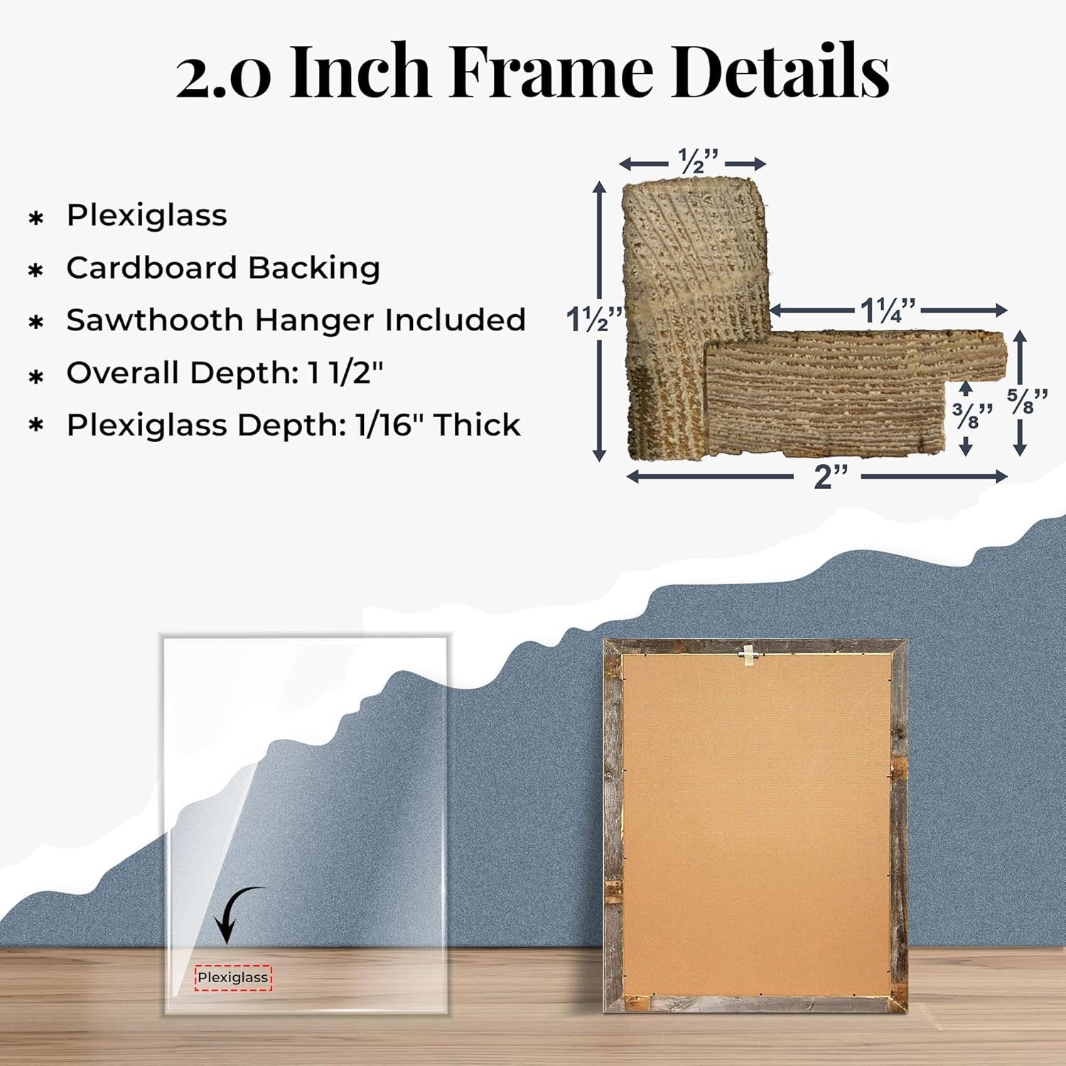 Farmhouse Style Rustic Picture Frame - Reclaimed Wood Photo Frame – Signature Wall Picture Frames for Living Room, Bedroom, Office Display - Wooden Frames for Décor Made in USA Natural Weathered Gray 11" X 17"