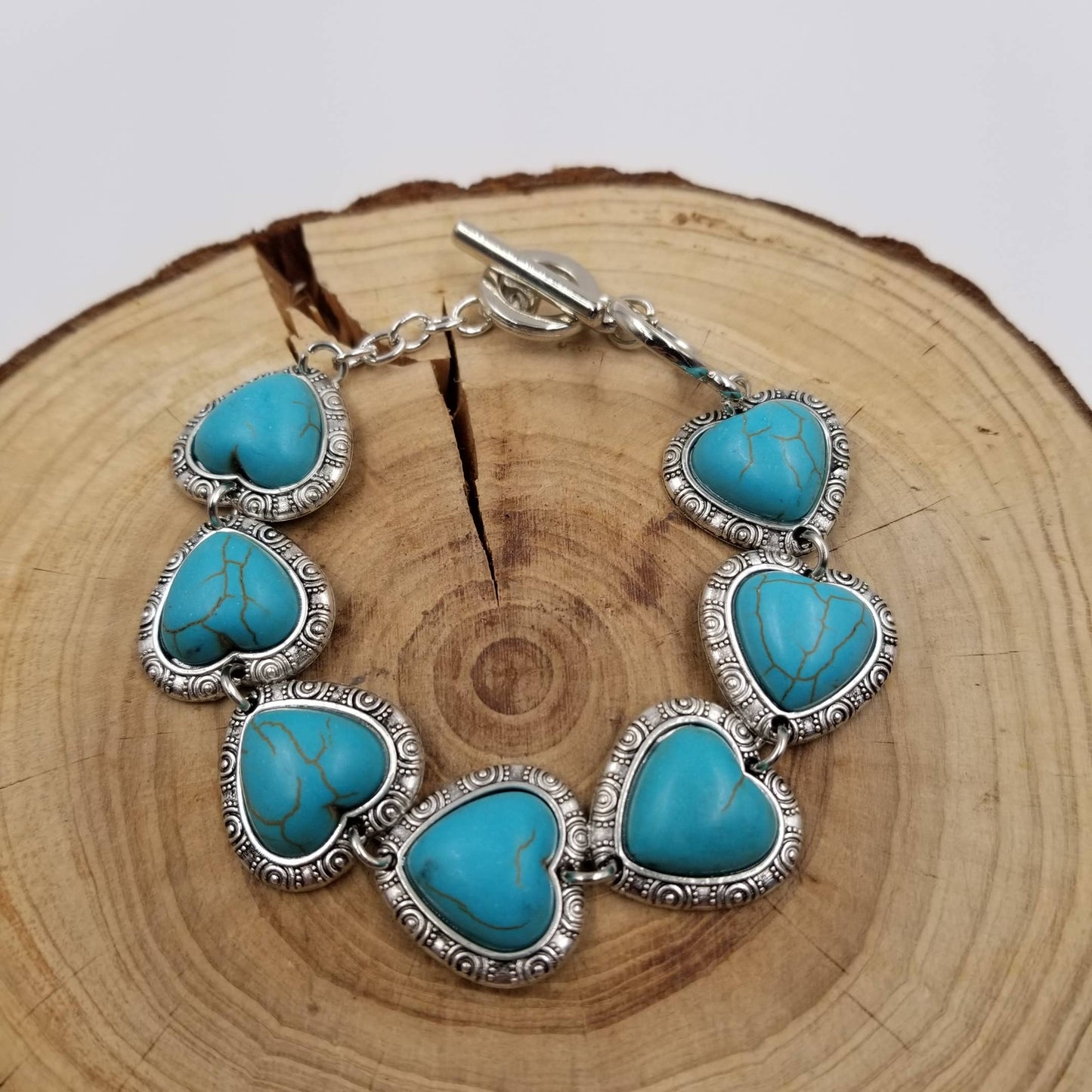 CHAKRA JEWELRY - Vintage Heart Turquoise Bracelet - Valentine's Day Gift