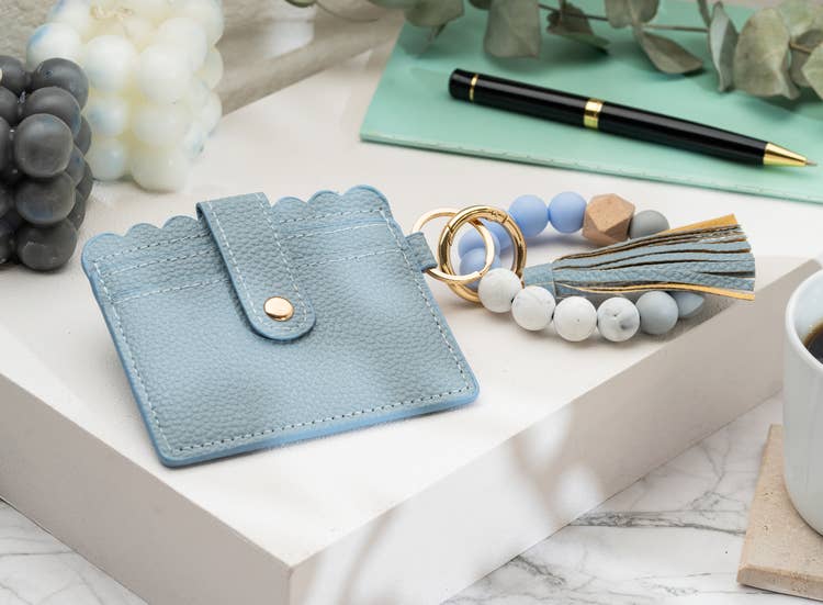 American Leather Goods - Leather Keychain Wallet With Wristlet Bangle Bracelet