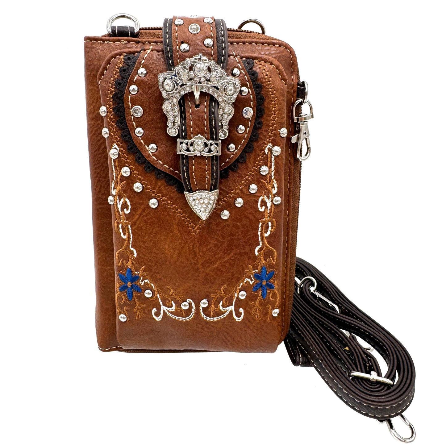 Lunar Deer - Crown Buckle Western Embroidered Floral Phone Wallet