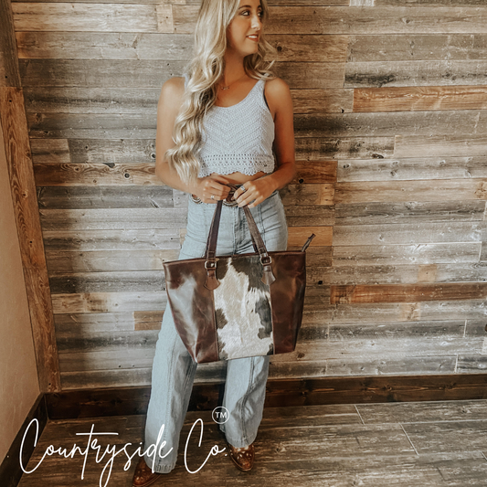 Texas Western Cowhide Bags and More - Jane All Leather Tote, laptop bag, Purse