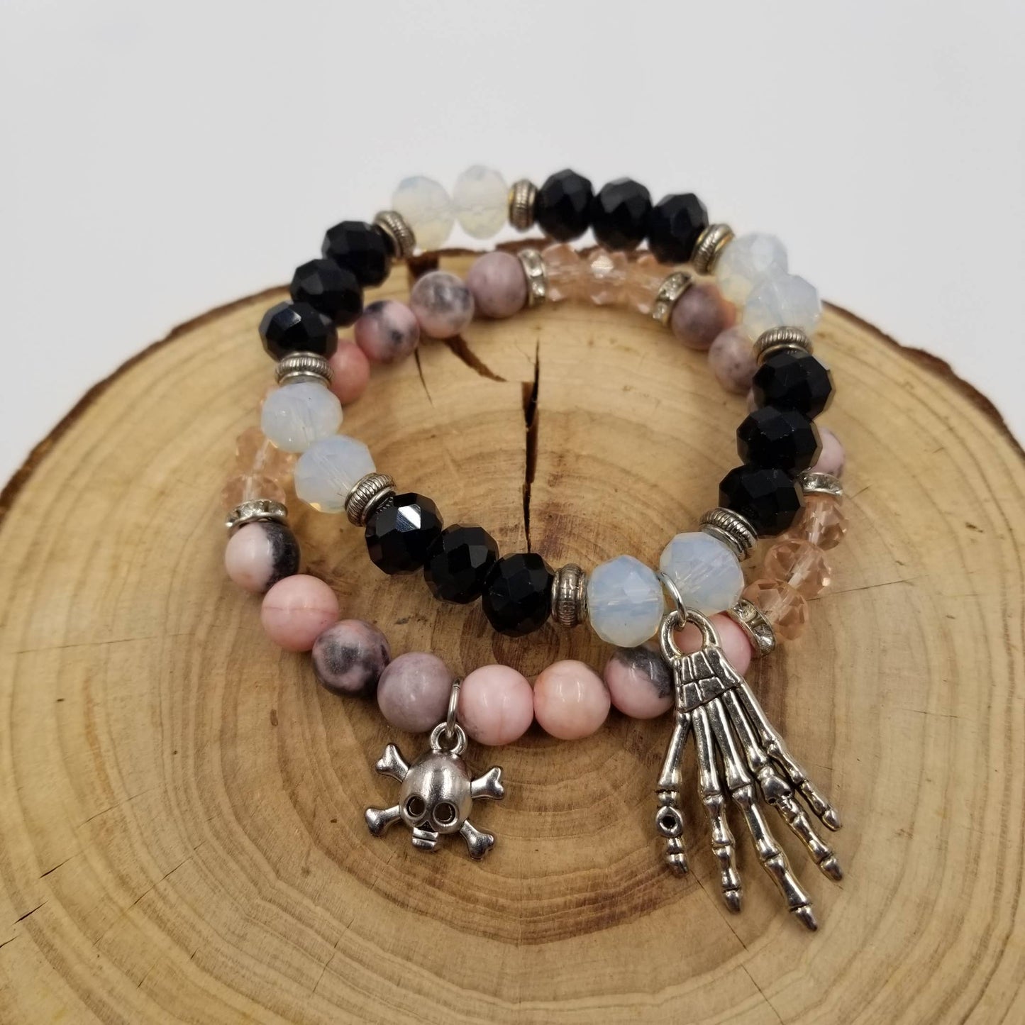 CHAKRA JEWELRY - Halloween Themed Skull Natural Stone Bracelet