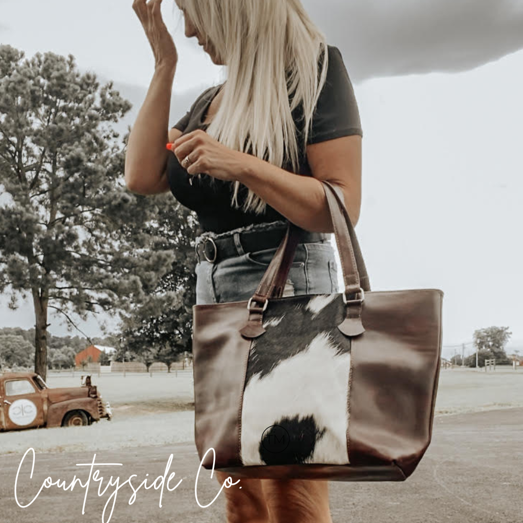 Texas Western Cowhide Bags and More - Jane All Leather Tote, laptop bag, Purse