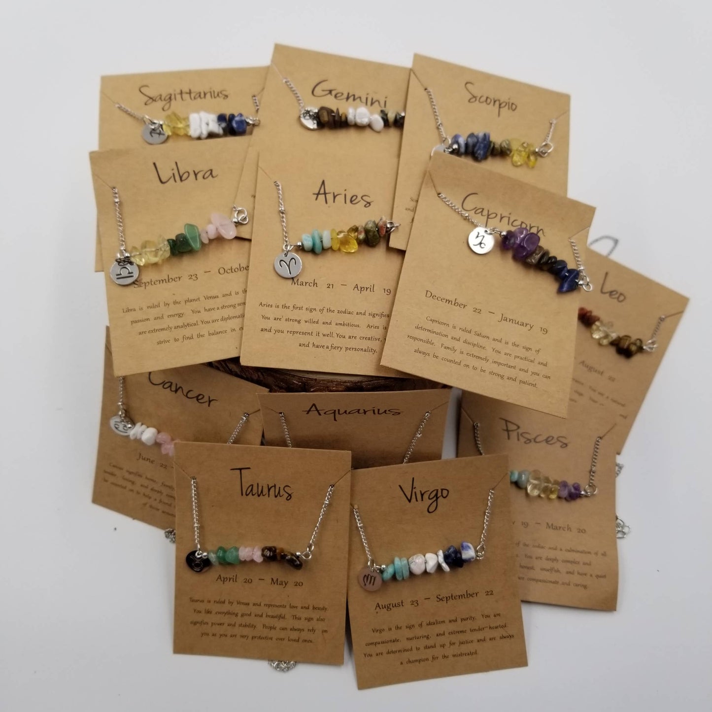 CHAKRA JEWELRY - Natural Stone Handwoven Constellation Necklace with Card